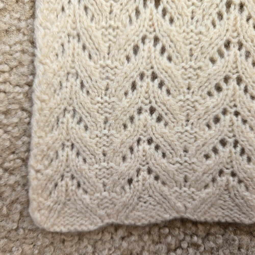 Cashmere Pointelle Scarf Ivory - Picture 9 of 12